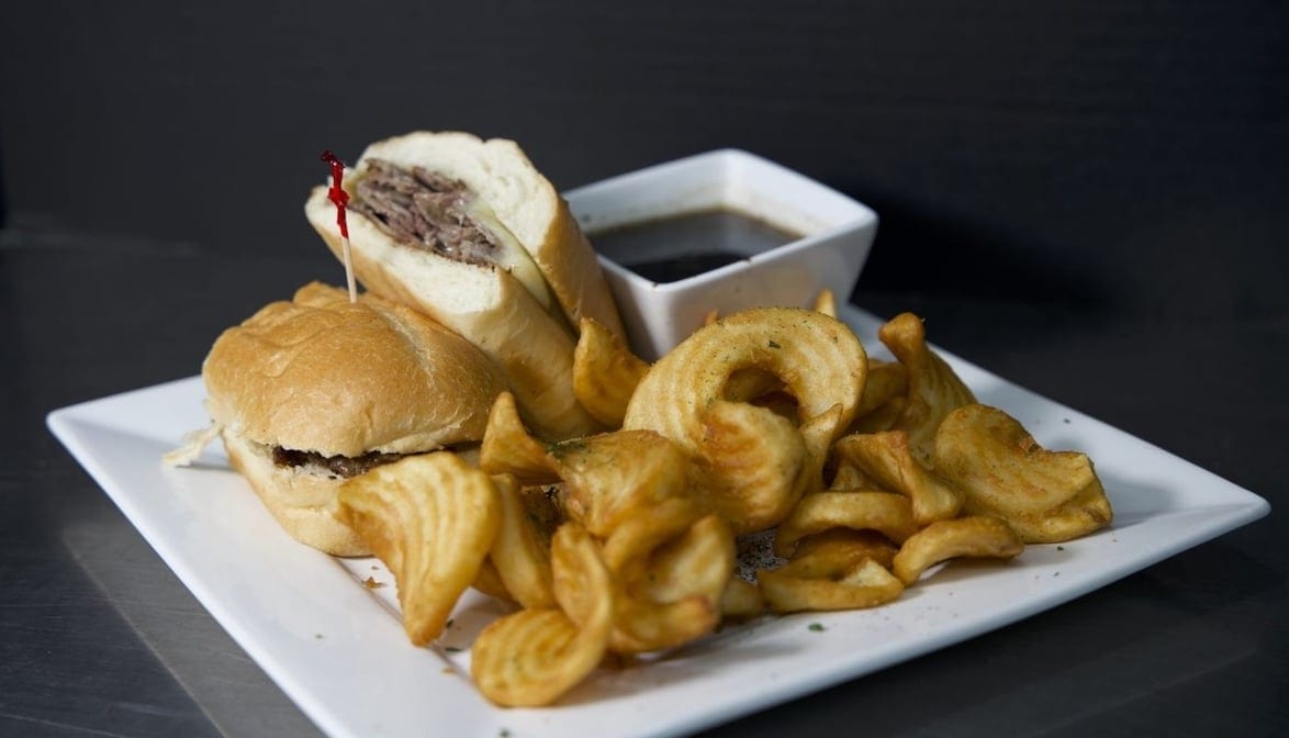 4 French Dip Sandwiches Platter.