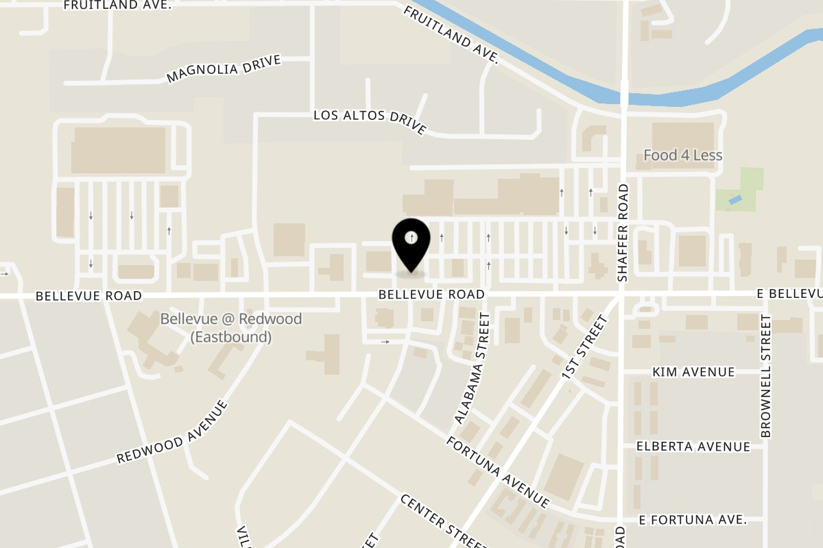 Map showing the location of Jams@209 Sports Bar & Grill Atwater - Jams@209 Sports Bar & Grill on 591 Bellevue Rd in Atwater